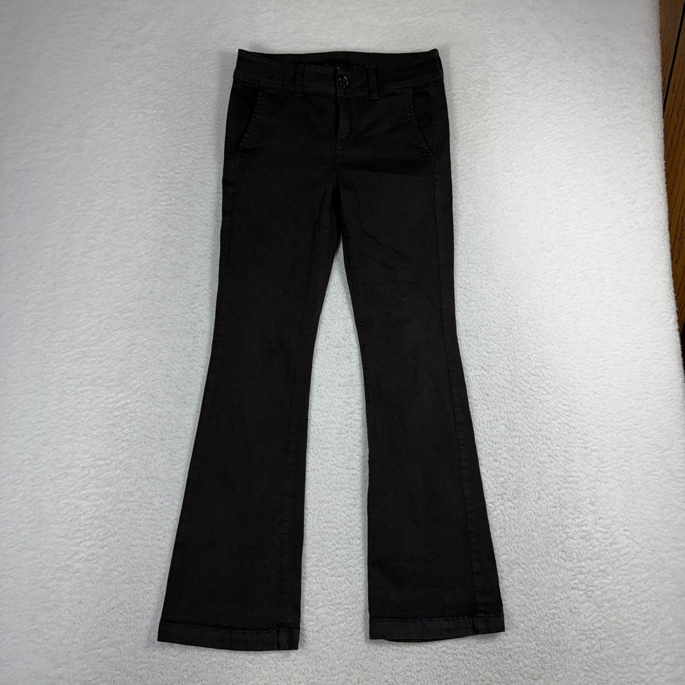 American Eagle Kick Boot Pants Stretch Black Chino 4 Short Flare (27.5x28)